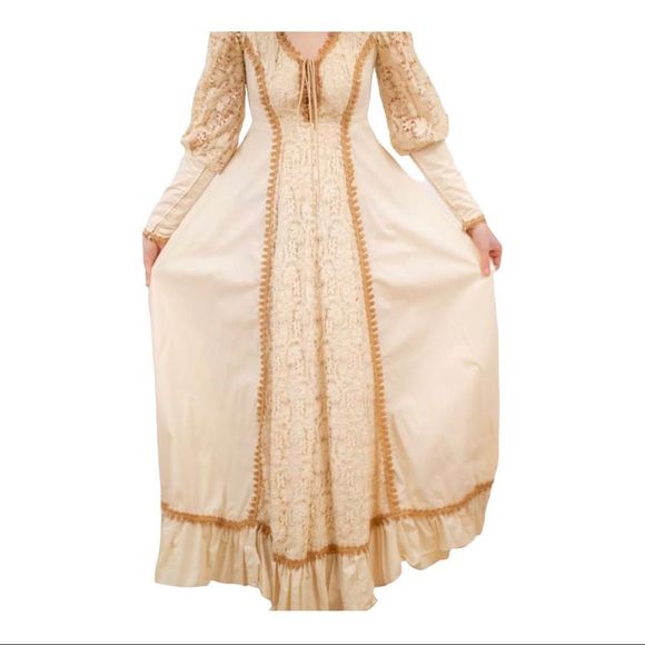 GUNNE Sax 1970s Vintage Zip Sleeves Dress - Picture 4 of 14